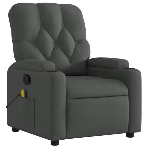 vidaXL Massage Recliner Chair Dark grey Polyester fabric, metal, plywood