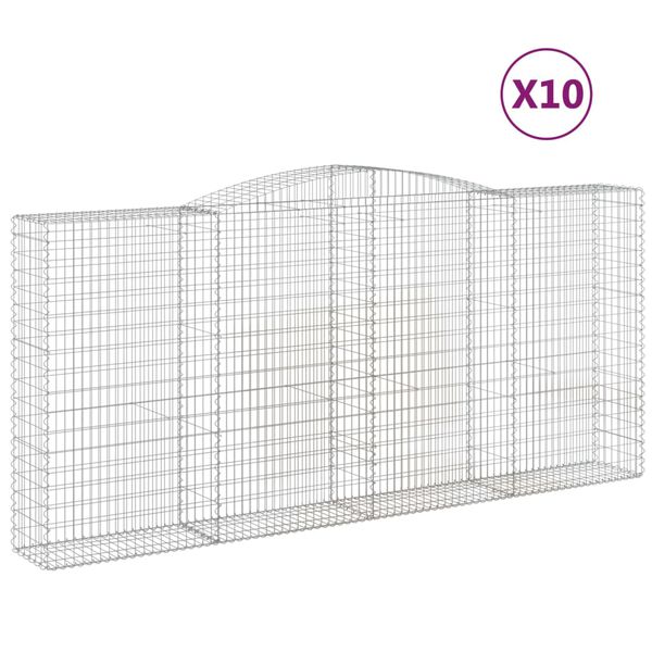 vidaXL Gabion Basket Set of 10 Silver Galvanized iron Extra-large