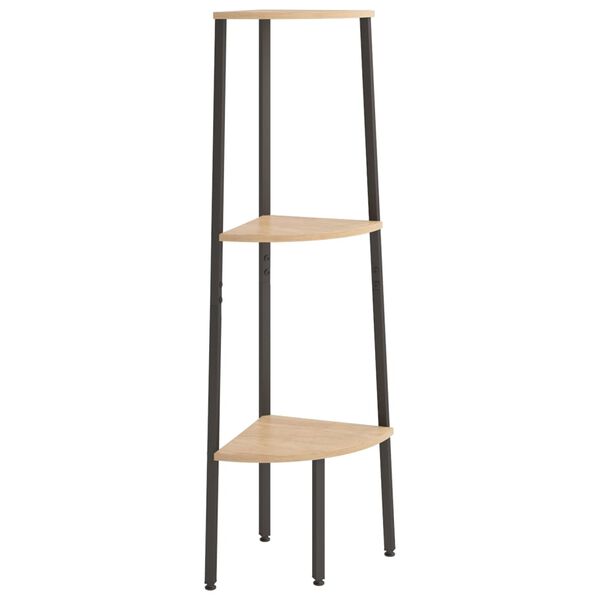 vidaXL Corner Shelf Light brown and black Engineered wood, steel Medium