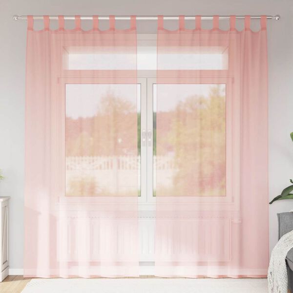 vidaXL Voile Curtains with Loops 2 pcs Pink 55.1x88.6"