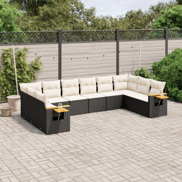 vidaXL Garden Sofa Set Black, Cream White