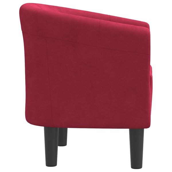 vidaXL Tub Chair Wine Red Velvet, Pinewood, Plywood, Foam Medium
