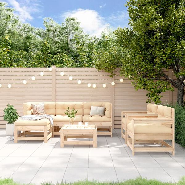 vidaXL Garden Lounge Set Natural wood Solid pine wood, untreated Large
