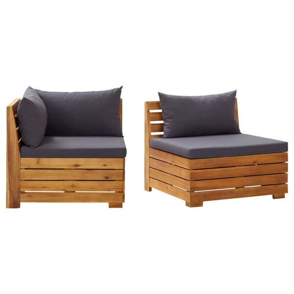 vidaXL Garden Lounge Set Dark Grey Solid Acacia wood Medium Modular