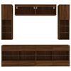 vidaXL 6 Piece TV Wall Stand Set with LED Lights Brown Oak