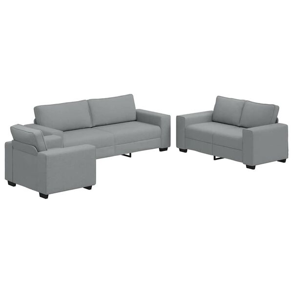 vidaXL Sofa Set Light grey Polyester fabric, metal, solid wood, plywood