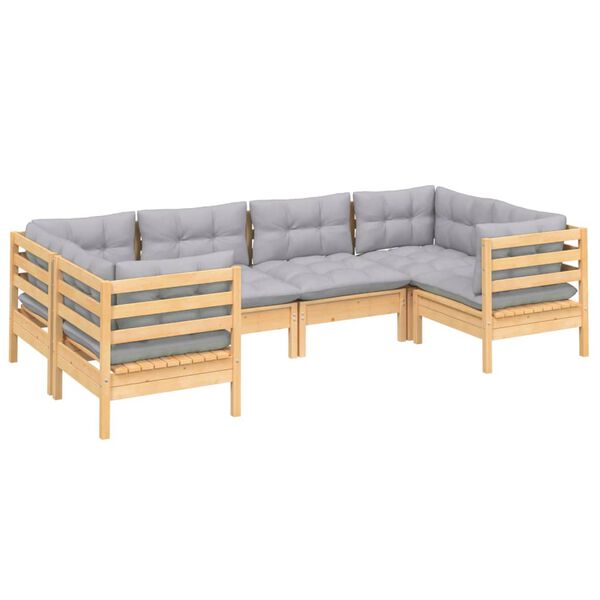 vidaXL Garden Lounge Set Grey Solid pinewood, polyester Medium Modular