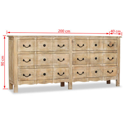 vidaXL Sideboard Solid Mango Wood 78.7"x15.7"x35.4"