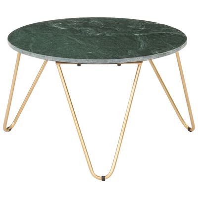 vidaXL Coffee Table Green 25.6"x25.6"x16.5" Real Stone with Marble Texture