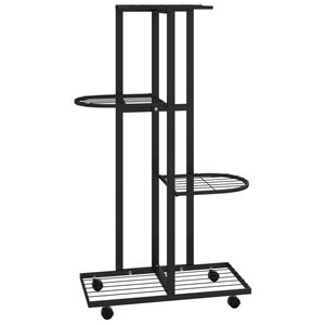 vidaXL Flower Stand Black Iron 17.3 x 9.1 x 31.5 in Portable