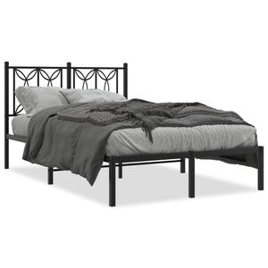 vidaXL Bed Frame Black Steel Small Double Bed Frame Rectangular