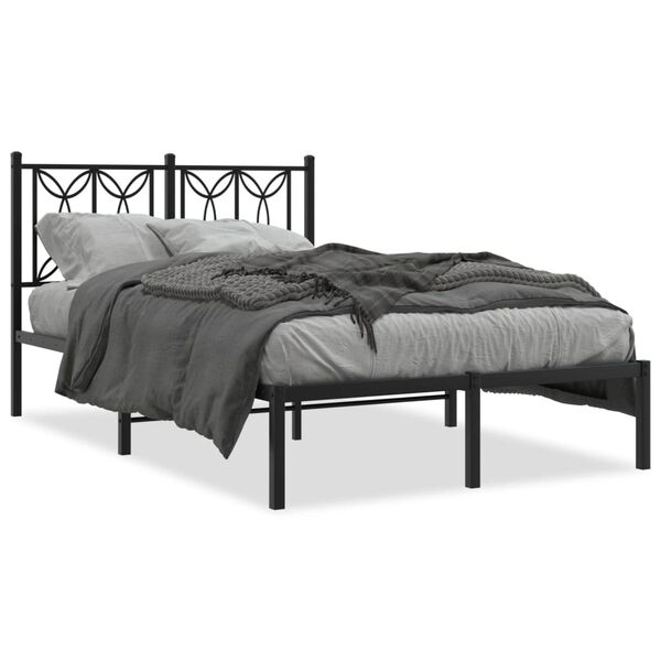 vidaXL Bed Frame Black Steel Small Double Bed Frame Rectangular