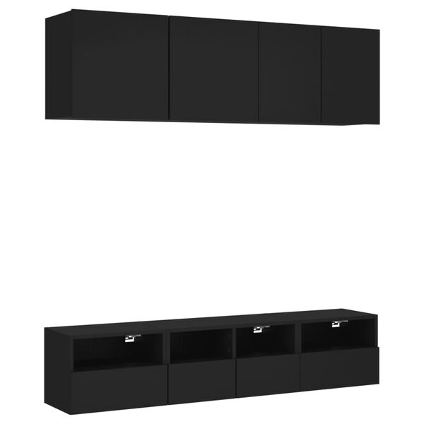 vidaXL TV Wall Unit Black Engineered wood