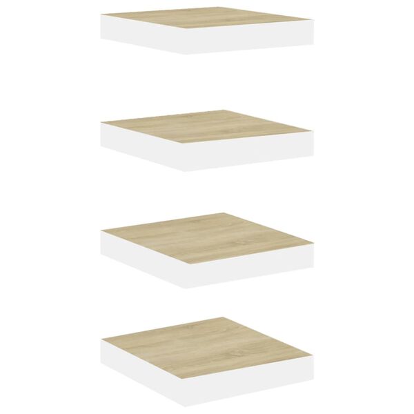 vidaXL Wall Shelf Set of 4 Oak and white Honeycomb MDF, metal