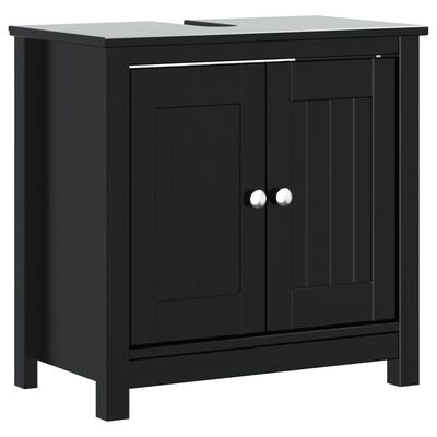vidaXL Bathroom Sink Cabinet BERG Black 23.6"x13.4"x23.2" Solid Wood Pine