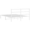 vidaXL Bed Frame White Powder-Coated Steel King Size Bed Frame