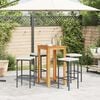 vidaXL Garden Bar Set Black Solid Acacia Wood 5 Piece Set