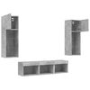 vidaXL 5 Piece TV Wall Units with LED Concrete Gray Engineered Wood