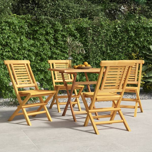 vidaXL Folding Garden Chair Set of 4 Teak Solid teak wood Medium