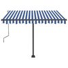 vidaXL Freestanding Manual Retractable Awning 118.1"x98.4" Blue/White