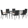 vidaXL 7 Piece Patio Dining Set Black Textilene and Steel