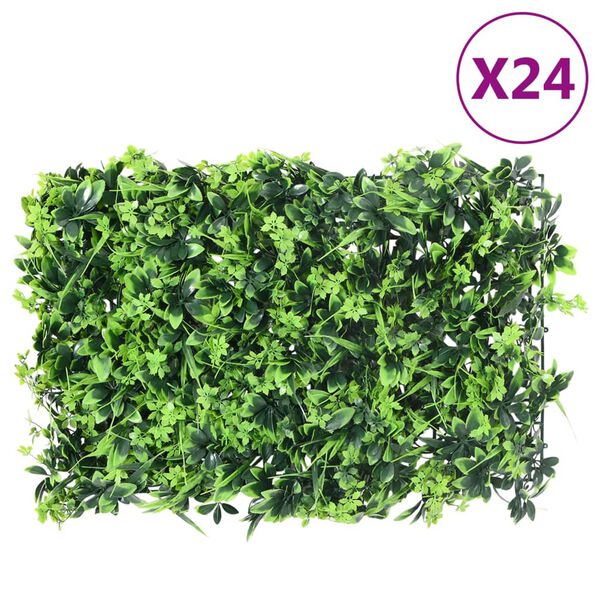 vidaXL Artificial Leaf Fence Set of 24 Green Polyethylene 15.7 x 23.6 in