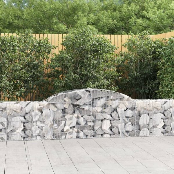 vidaXL Gabion Basket Set of 5 Silver Galvanized iron Large
