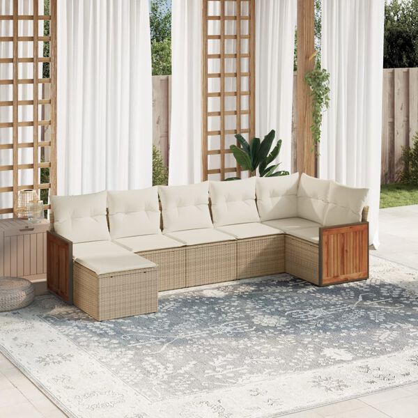 vidaXL Garden Sofa Set Beige PE rattan Large Modular Garden Sofa Set