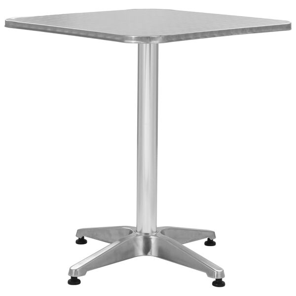 vidaXL Garden Table Silver Aluminum, Stainless Steel 23.6 x 23.6 x 27.6 in