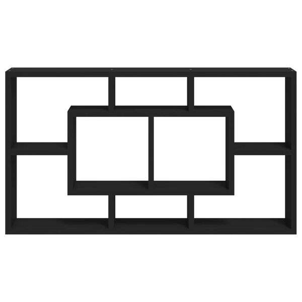 vidaXL Wall Shelf Black Engineered wood Wall Shelf Rectangular Modern