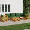 vidaXL Garden Lounge Set Green Solid Acacia wood, Polyester fabric Large