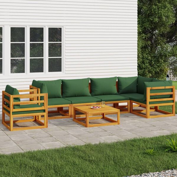 vidaXL Garden Lounge Set Green Solid Acacia wood, Polyester fabric Large