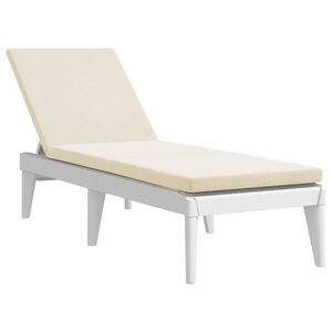 vidaXL Sun Lounger White Polypropylene Standard Adjustable Armrests