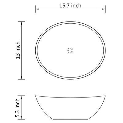 Luxury Ceramic Basin Oval-shaped Sink White 15.7" x 13"