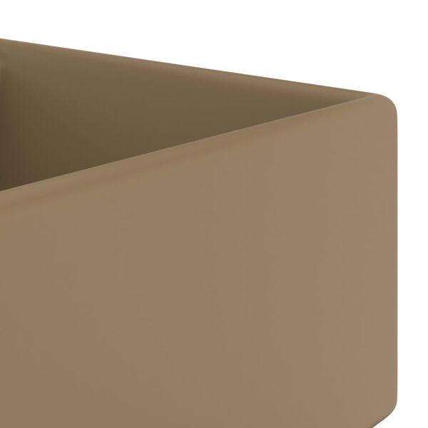 vidaXL Luxury Basin Overflow Square Matt Cream 16.1x16.1" Ceramic