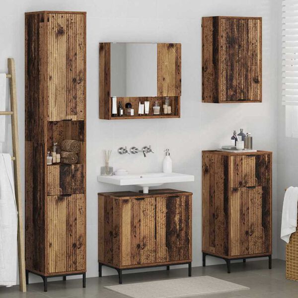 vidaXL Bathroom Furniture Set Old Wood Engineered wood, Metal