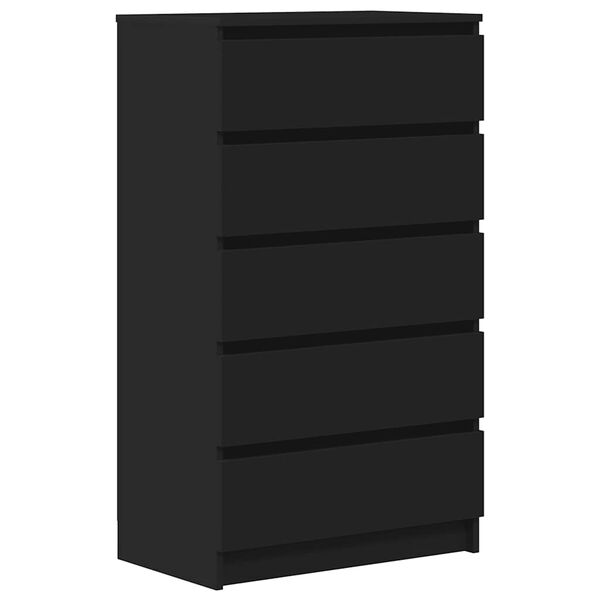 vidaXL Drawer Cabinet Black Engineered Wood Medium Drawer Cabinet