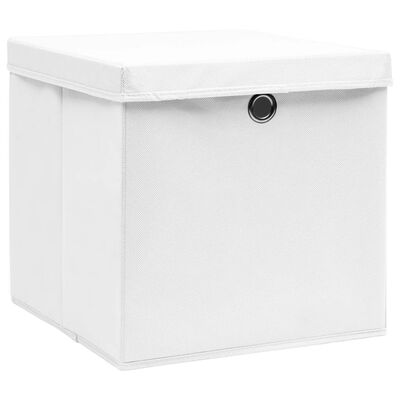 vidaXL Storage Boxes with Covers 4 pcs 11"x11"x11" White