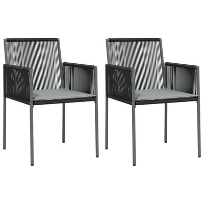 vidaXL 3 Piece Patio Dining Set with Cushions Black Poly Rattan and Steel