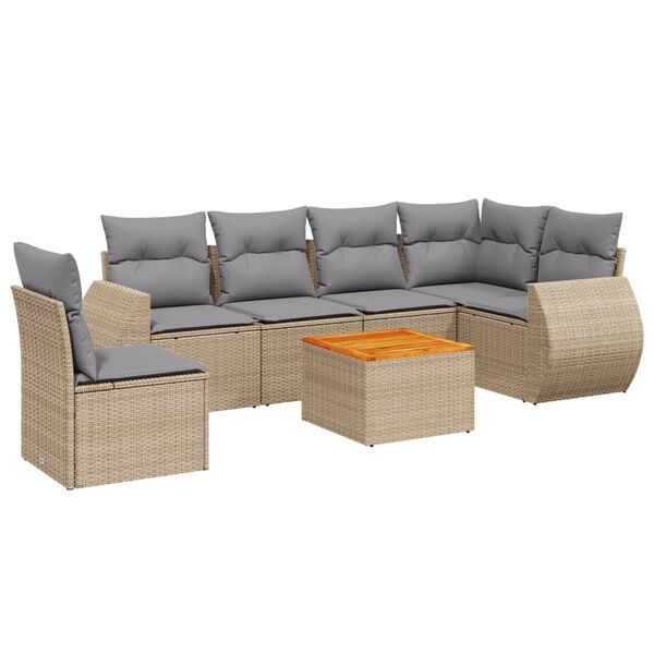 vidaXL Garden Sofa Set Beige, Light Grey PE Rattan Large Modular
