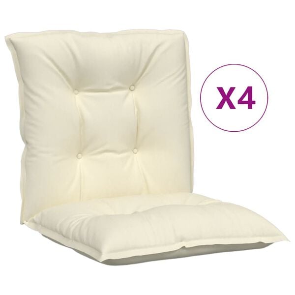 vidaXL Lowback Chair Cushion Set of 4 Cream