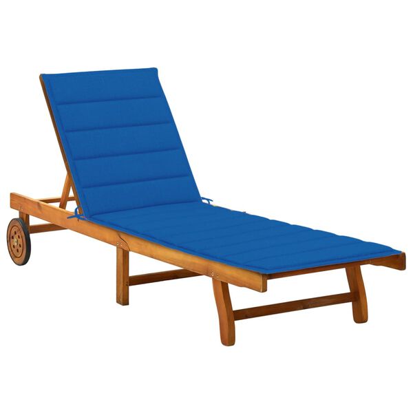 vidaXL Sun lounger Royal blue Solid acacia wood, 100% polyester Standard