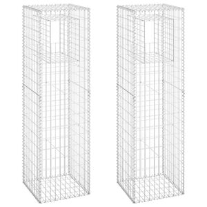 vidaXL Gabion Basket Posts 2 pcs 19.7"x19.7"x70.9" Iron