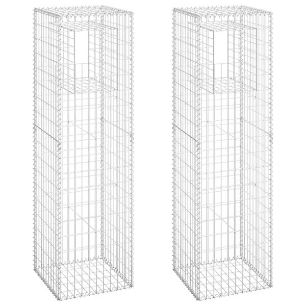 vidaXL Gabion Basket Posts 2 pcs 19.7"x19.7"x70.9" Iron