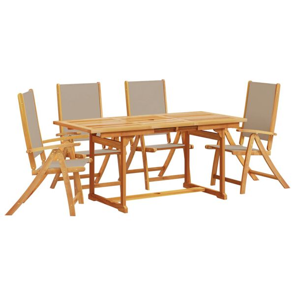 vidaXL Garden Dining Set Taupe and natural wood