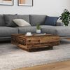 vidaXL Coffee Table Old Wood and Blue 31.50 x 31.50 x 12.20 in