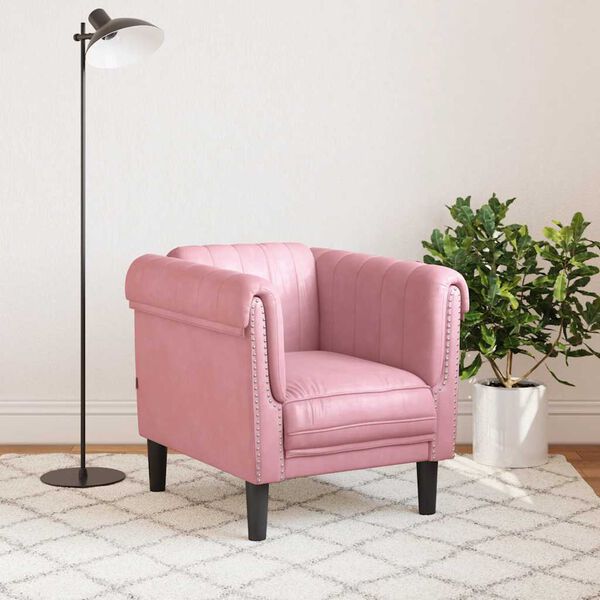 vidaXL Sofa Chair Pink Velvet (100% polyester), plywood, solid wood Single