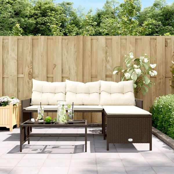vidaXL Garden Sofa Brown PE rattan Medium Removable Covers Garden Sofa