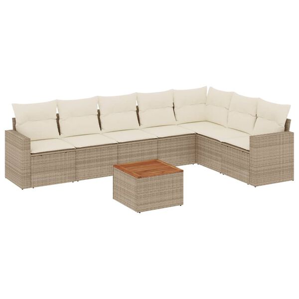 vidaXL Garden Sofa Set Beige PE rattan, powder-coated steel, acacia wood