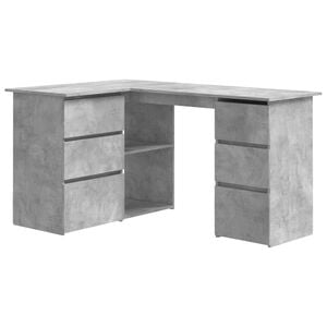 vidaXL Corner Desk Concrete Grey Engineered Wood 57.1 x 39.4 x 29.9 in